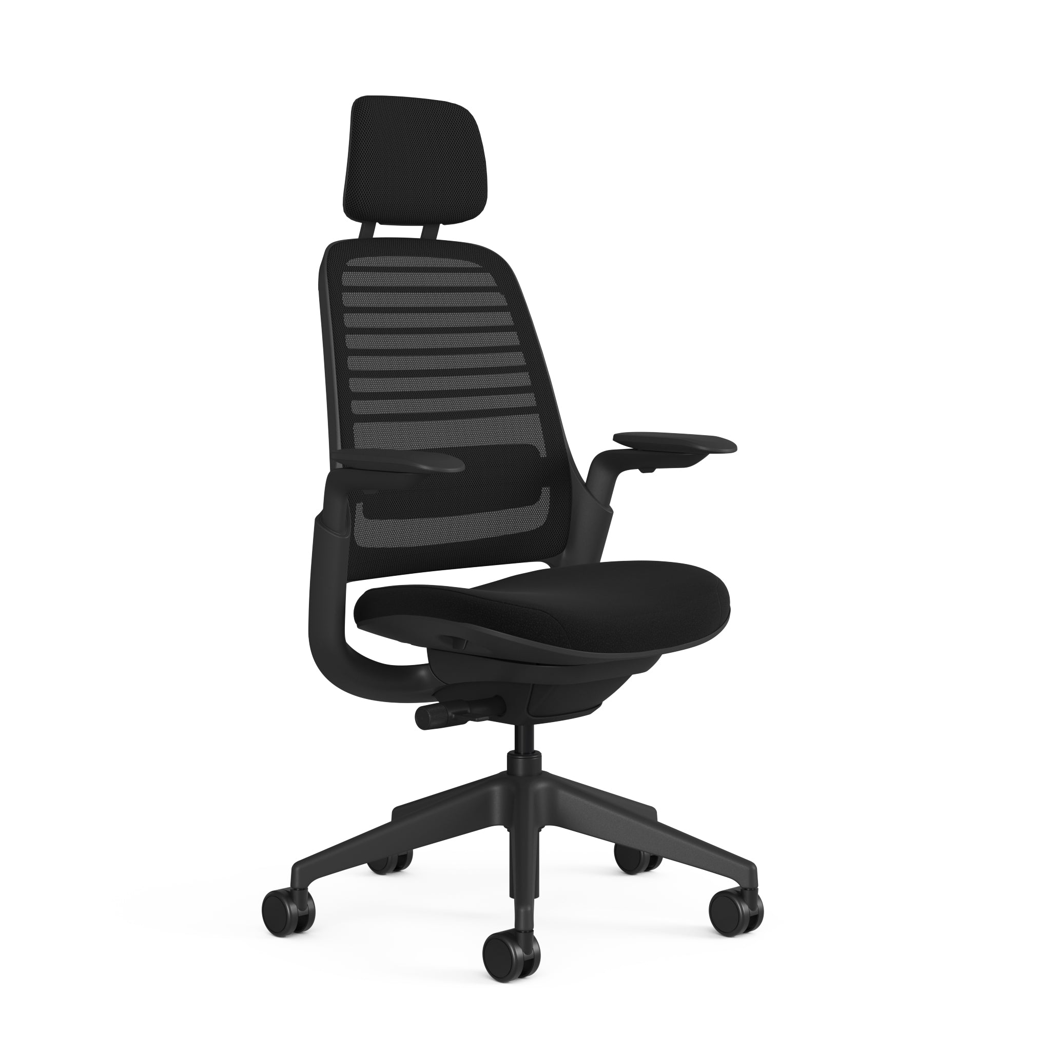 Meshback 3D Microknit Black; Seat fabric Omni-R Ebony; Frame Black
