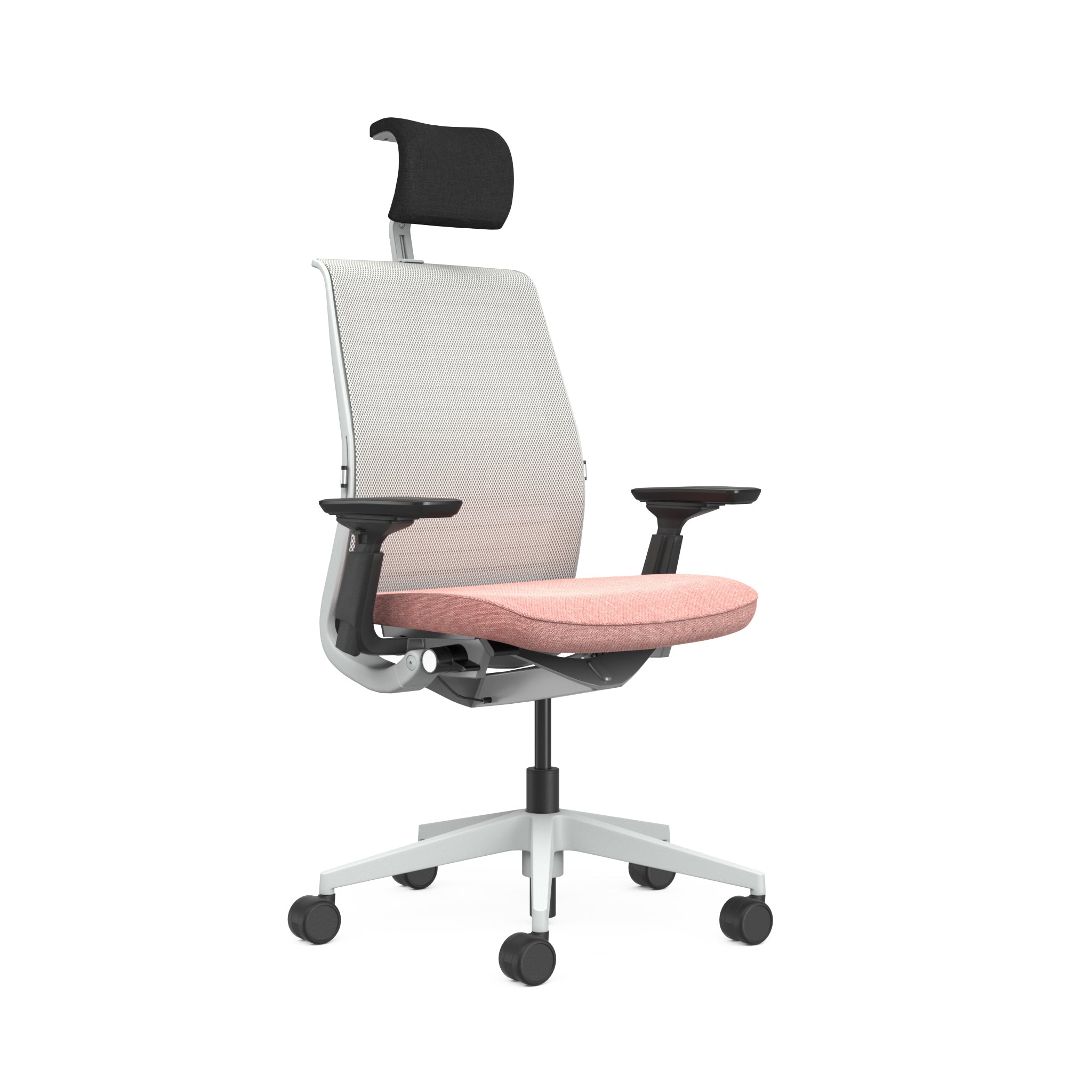 Mesh back 3D Knit Nickel; Seat fabric Otto Coral; Frame Seagull