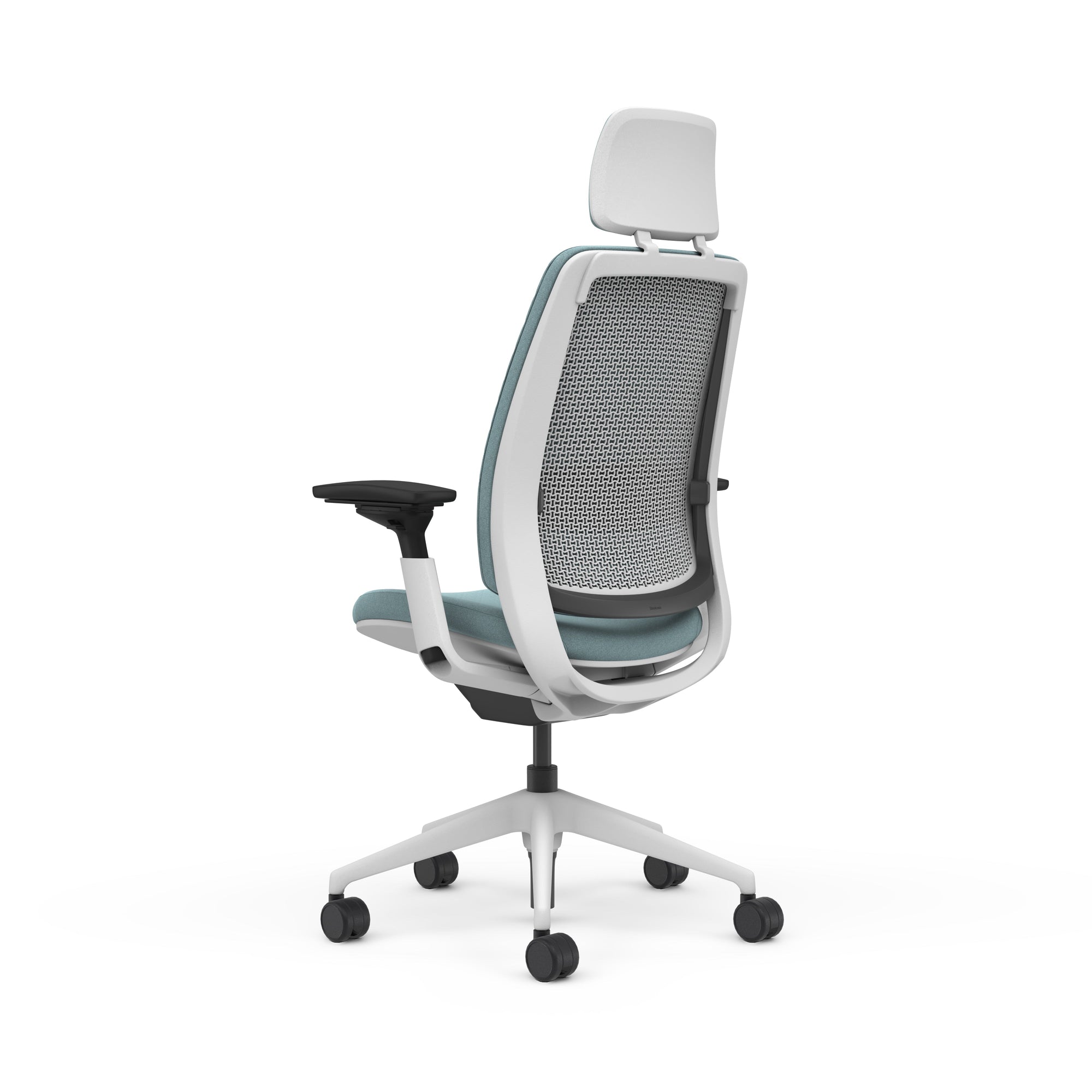 Quilted Back Medley Sky Blue; Adjustable Lumbar; Seat Medley Sky Blue; Frame Seagull
