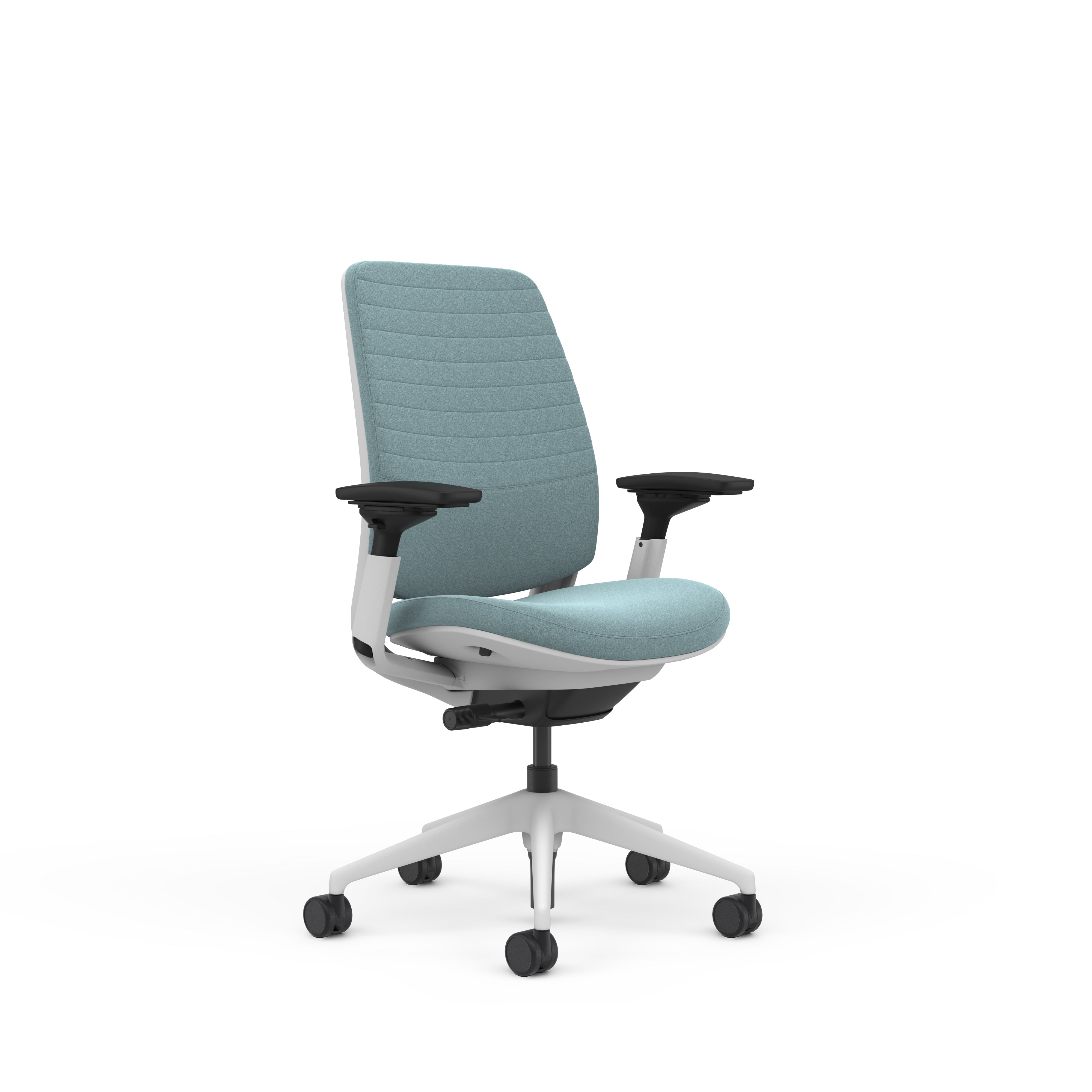 Quilted Back Medley Sky Blue; Adjustable Lumbar; Seat Medley Sky Blue; Frame Seagull