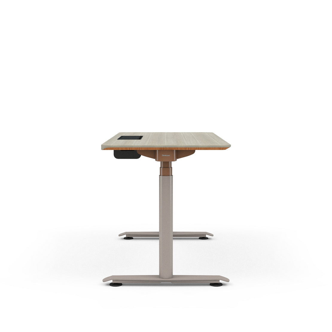 Grey Oak Top with Chamfered Edge; Matte Copper + Nickel Base