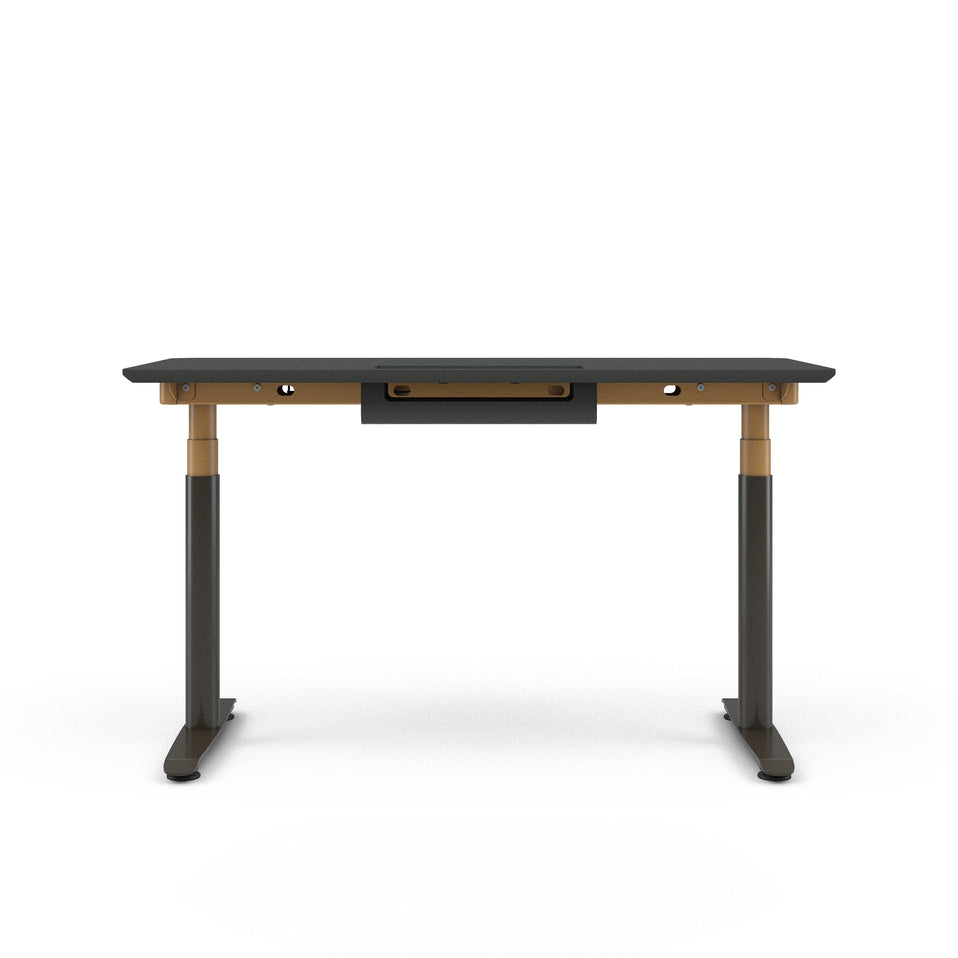 Merle Top with Chamfered Edge; Matte Brass + Night Bronze Base