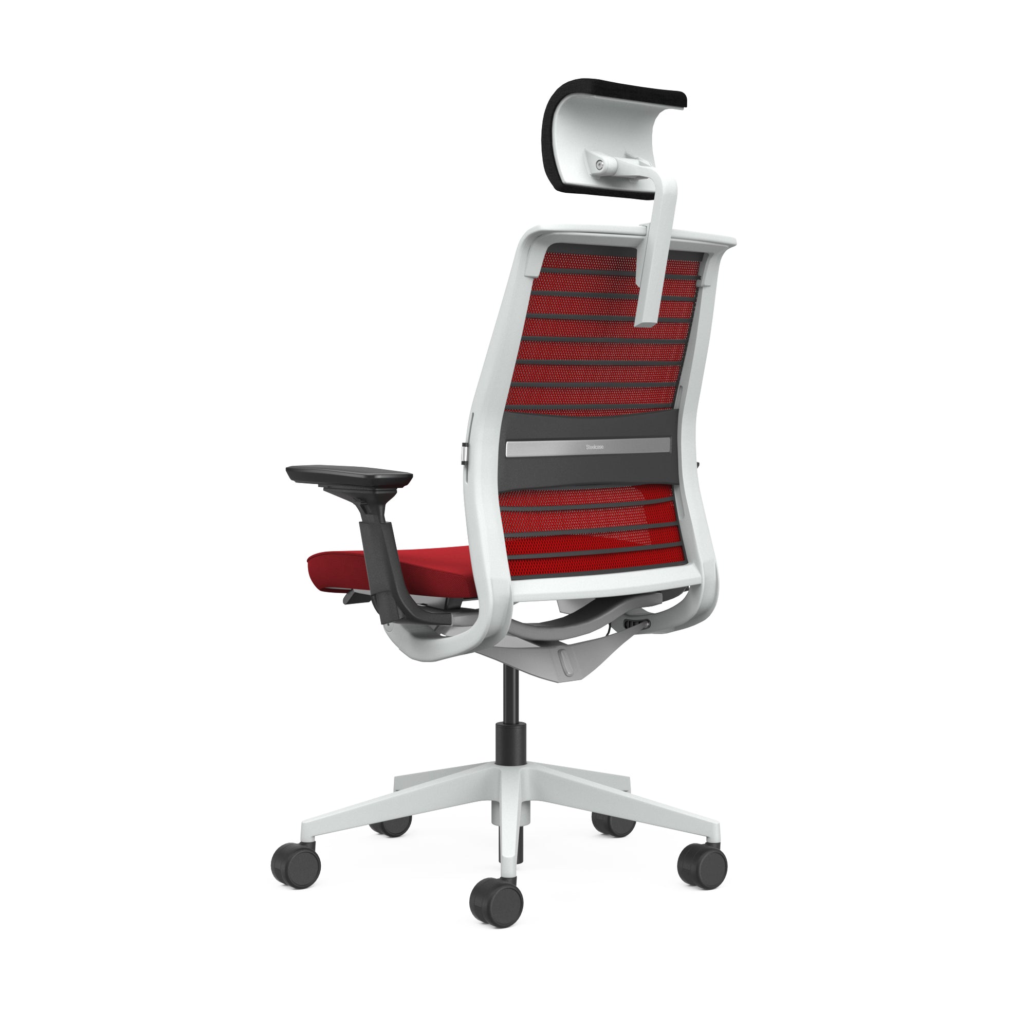 Mesh back 3D Knit Scarlet; Seat fabric Cogent Scarlet; Frame Seagull