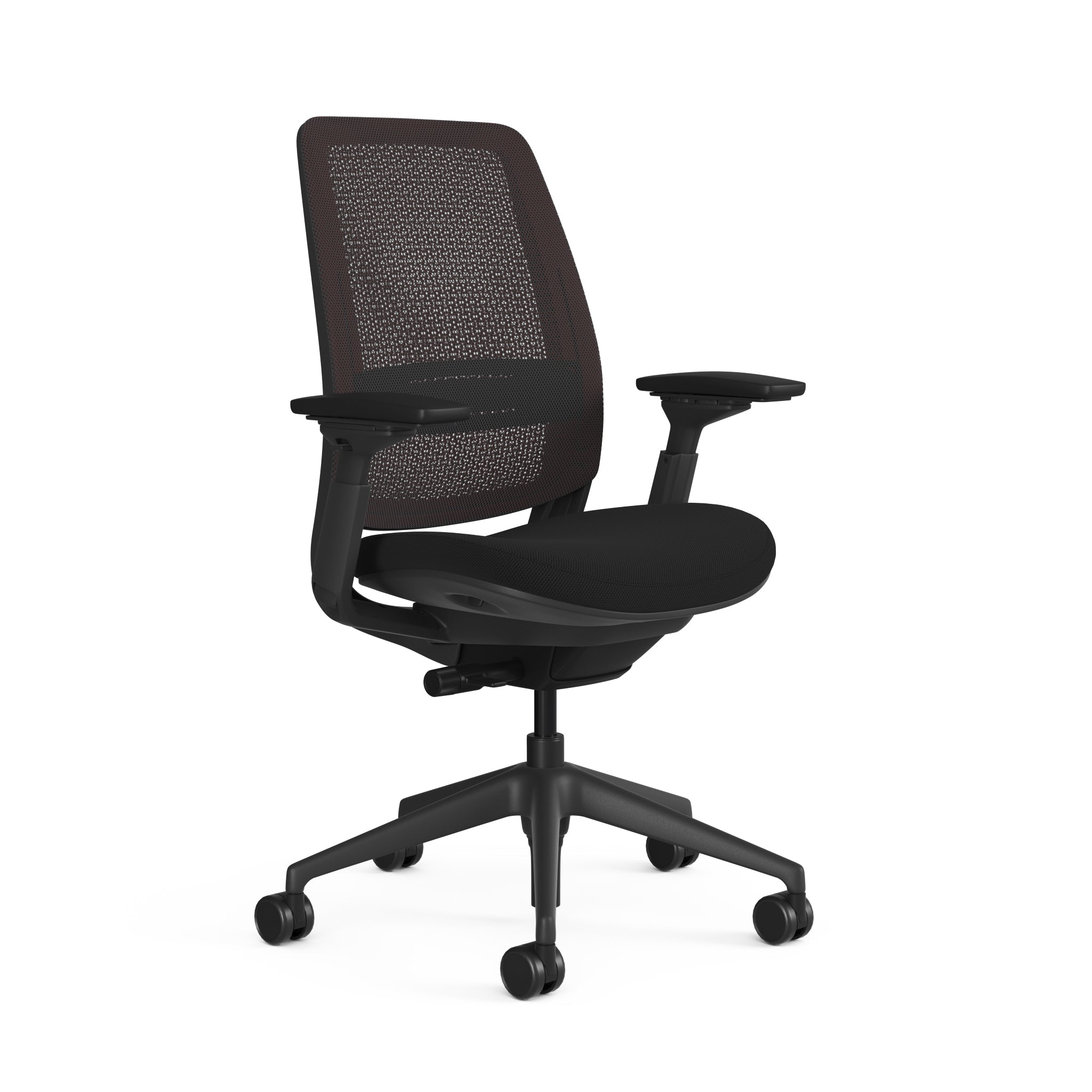 Meshback 3D Microknit Scarlet; Adjustable Lumbar; Seat Cogent Connect Licorice; Frame Black
