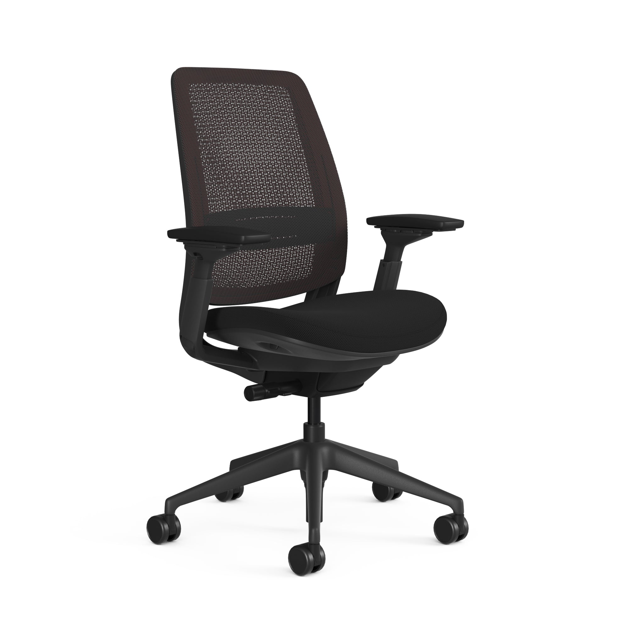 Meshback 3D Microknit Scarlet; Adjustable Lumbar; Seat Cogent Connect Licorice; Frame Black