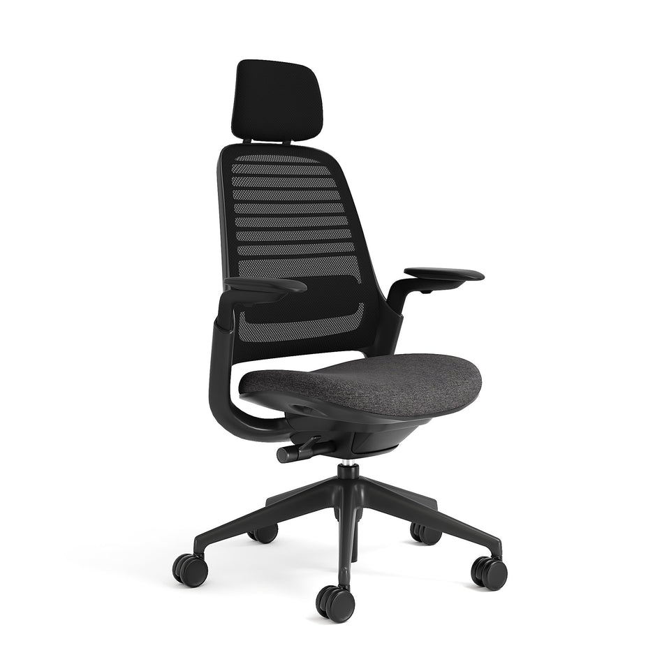 Meshback 3D Microknit Licorice; Seat fabric Otto Charcoal; Frame Black